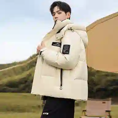 鸭鸭 山系户外极寒面包中青年时尚韩版休闲百搭短款连帽加厚保暖羽绒服 男女同款
