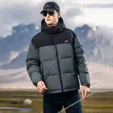 鸭鸭 极寒系列 美式时尚潮流百搭短款可拆卸帽户外运动厚款防风保暖休闲面包羽绒服 男款