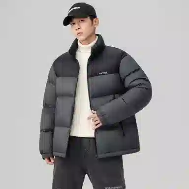 鸭鸭 中青年韩版休闲基础百搭短款立领户外运动加厚保暖暗黑面包羽绒服 男女同款