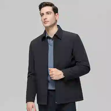 鸭鸭 鹅绒牛奶丝短款翻领爸爸装保暖商务干部装羽绒服 男款