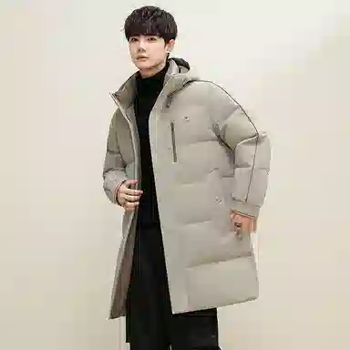 鸭鸭 石墨烯蓄热极寒系列中青年韩版休闲基础百搭连帽户外运动加厚保暖中长款羽绒服 男款