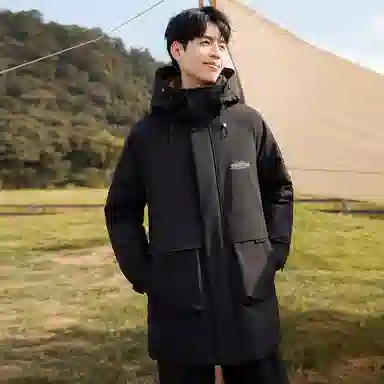 鸭鸭 中长款加厚保暖休闲宽松连帽套头羽绒服 男女同款