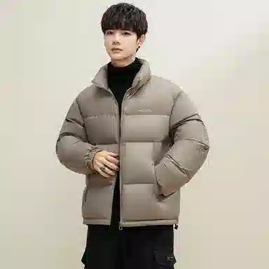 鸭鸭 中青年韩版休闲基础百搭短款立领户外运动加厚保暖暗黑面包羽绒服 男女同款