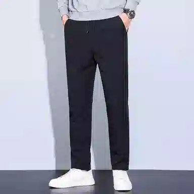 鸭鸭 韩版休闲系带户外运动直筒保暖纯色羽绒裤 男款