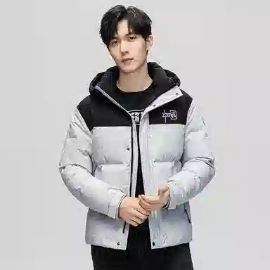 鸭鸭 中青年时尚韩版潮流中国风短款连帽外套山系户外运动休闲加厚保暖迷彩面包羽绒服 男女同款