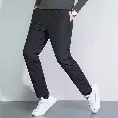 鸭鸭 舒适休闲系带户外加厚保暖防寒羽绒裤 男款 黑色