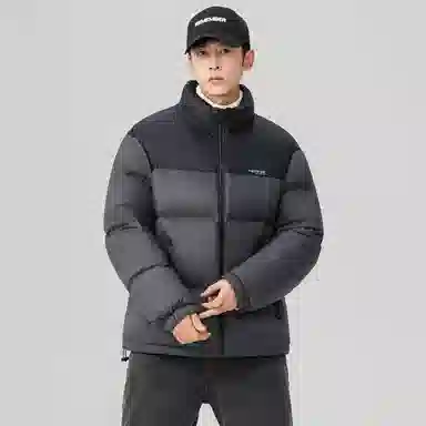 鸭鸭 中青年韩版休闲基础百搭短款立领户外运动加厚保暖暗黑面包羽绒服 男女同款