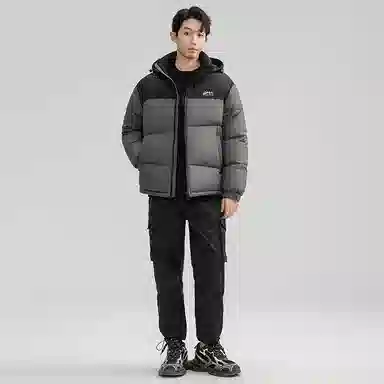 鸭鸭 户外极寒尚韩版休闲百搭拼色短款外套运动保暖可拆卸面包羽绒服 男女同款