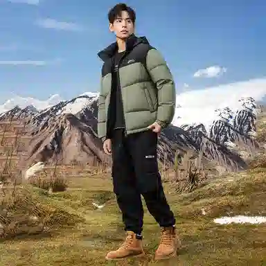 鸭鸭 户外极寒尚韩版休闲百搭拼色短款外套运动保暖可拆卸面包羽绒服 男女同款