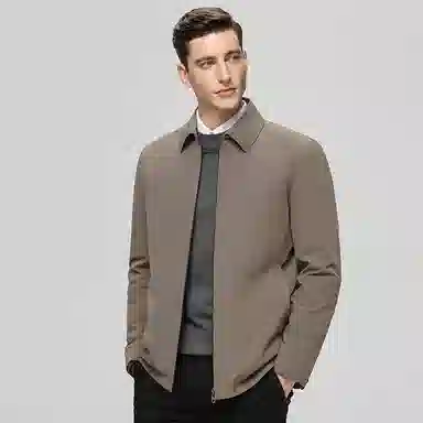 鸭鸭 鹅绒牛奶丝短款翻领爸爸装保暖商务干部装羽绒服 男款