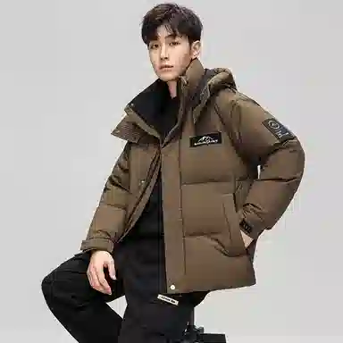 鸭鸭 极寒系列 时尚韩版潮流短款连帽山系户外运动加厚保暖面包羽绒服 男女同款