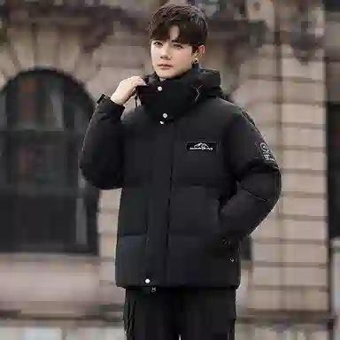 鸭鸭 山系户外极寒面包中青年时尚韩版休闲百搭短款连帽加厚保暖羽绒服 男女同款