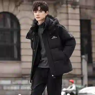 鸭鸭 山系户外极寒面包中青年时尚韩版休闲百搭短款连帽加厚保暖羽绒服 男女同款