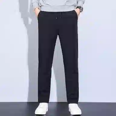 鸭鸭 韩版休闲系带户外运动直筒保暖纯色羽绒裤 男款