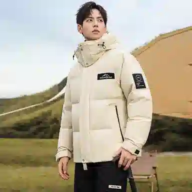 鸭鸭 山系户外极寒面包中青年时尚韩版休闲百搭短款连帽加厚保暖羽绒服 男女同款