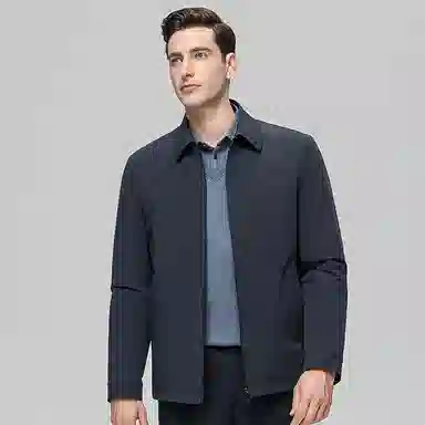 鸭鸭 鹅绒牛奶丝短款翻领爸爸装保暖商务干部装羽绒服 男款