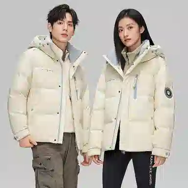 鸭鸭 紫钻系列 中青年时尚韩版潮流百搭短款连帽外套户外运动防风保暖休闲面包羽绒服 男女同款