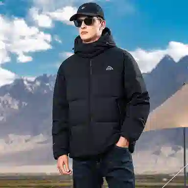 鸭鸭 极寒系列 美式时尚潮流百搭短款可拆卸帽户外运动厚款防风保暖休闲面包羽绒服 男款