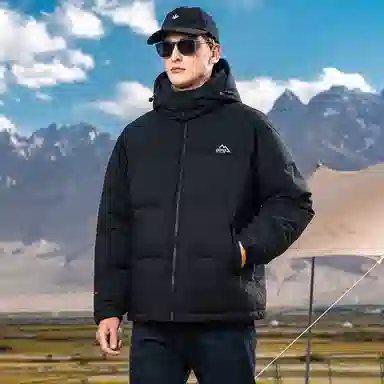 鸭鸭 极寒系列 美式时尚潮流百搭短款可拆卸帽户外运动厚款防风保暖休闲面包羽绒服 男款