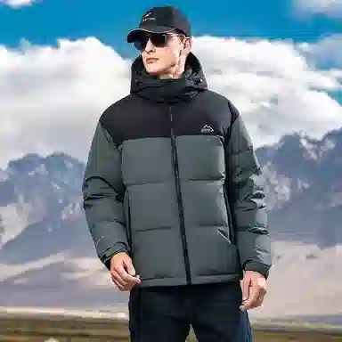 鸭鸭 极寒系列 美式时尚潮流百搭短款可拆卸帽户外运动厚款防风保暖休闲面包羽绒服 男款