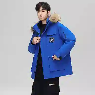 鸭鸭 蓝钻系列 中青年时尚韩版休闲百搭连帽宽松户外运动防寒保暖中长款羽绒服 男女同款