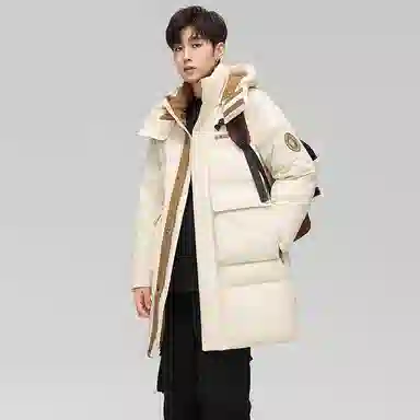 鸭鸭 极寒系列 时尚韩版休闲百搭拆卸连帽冬装外套户外 加厚防寒保暖中长款羽绒服 男女同款