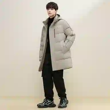 鸭鸭 石墨烯蓄热极寒系列中青年韩版休闲基础百搭连帽户外运动加厚保暖中长款羽绒服 男款