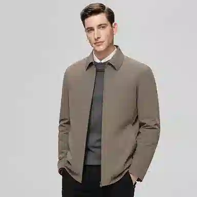 鸭鸭 鹅绒牛奶丝短款翻领爸爸装保暖商务干部装羽绒服 男款