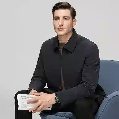 鸭鸭 鹅绒牛奶丝短款翻领爸爸装保暖商务干部装羽绒服 男款