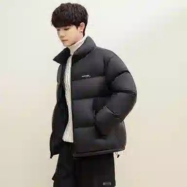 鸭鸭 中青年韩版休闲基础百搭短款立领户外运动加厚保暖暗黑面包羽绒服 男女同款