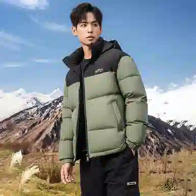 鸭鸭 户外极寒尚韩版休闲百搭拼色短款外套运动保暖可拆卸面包羽绒服 男女同款