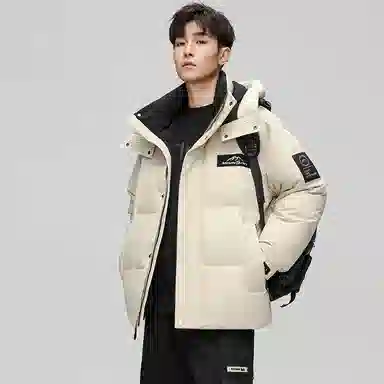 鸭鸭 极寒系列 时尚韩版潮流短款连帽山系户外运动加厚保暖面包羽绒服 男女同款
