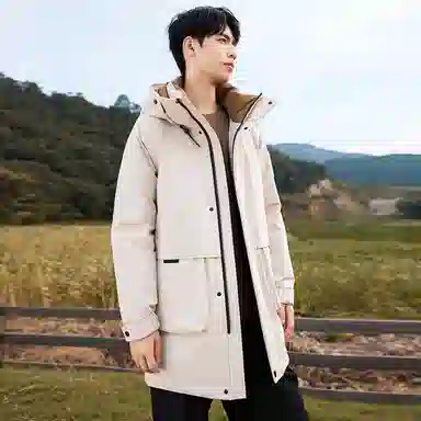 鸭鸭 中长款加厚保暖休闲宽松连帽套头羽绒服 男女同款