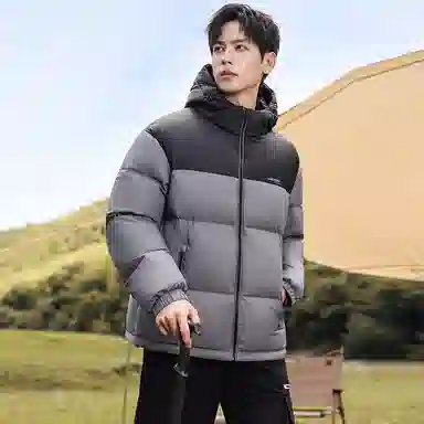 鸭鸭 时尚运动系列 韩版休闲短款连帽外套户外防寒保暖基础款面包羽绒服 通用