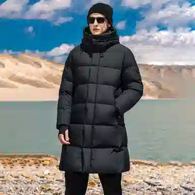 鸭鸭 极寒系列 高充鹅绒纯色韩版休闲经典百搭拆卸连帽户外运动加厚保暖中长款羽绒服 男女同款 黑色