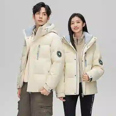 鸭鸭 紫钻系列 中青年时尚韩版潮流百搭短款连帽外套户外运动防风保暖休闲面包羽绒服 男女同款