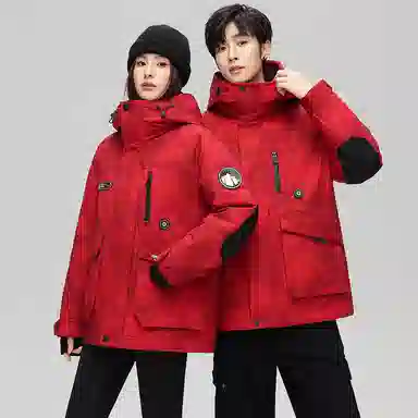 鸭鸭 中长款加厚连帽户外羽绒服 男款