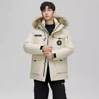 鸭鸭 蓝钻系列 中青年时尚韩版休闲百搭连帽宽松户外运动防寒保暖中长款羽绒服 男女同款