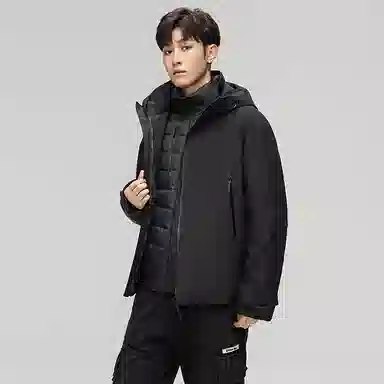 鸭鸭 薄款鹅绒三合一简约韩版休闲短款连帽冬装外套户外运动防风防水保暖冲锋羽绒服 男女同款