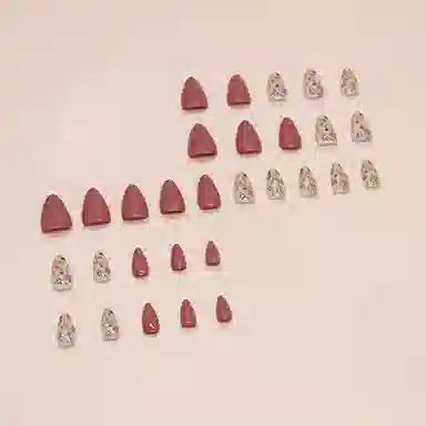 馨枕居 杏仁小清新花朵可拆卸  穿戴甲 长款花色晕染 可爱