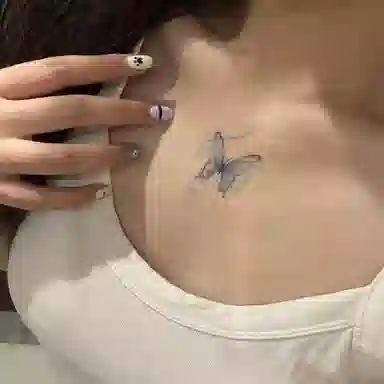 馨枕居  鸢尾蝶飘逸蓝色蝴蝶 小清新彩色防水持久手臂纹身贴