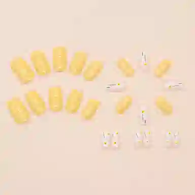 馨枕居 春夏花朵小清新可拆卸  穿戴甲 短方圆黄色跳色 可爱