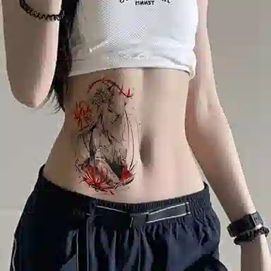 馨枕居  彼岸花艺伎纹身贴防水男女 花臂半臂手臂后背性感纹身贴纸