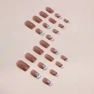 馨枕居 仙气梦幻蝴蝶线条  穿戴甲 方型橘色渐变 法式