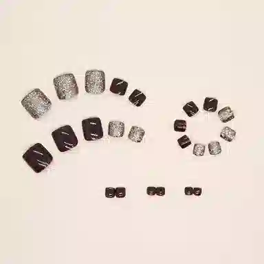 馨枕居 香槟纯色  穿戴甲 短方酒红跳色 爆闪