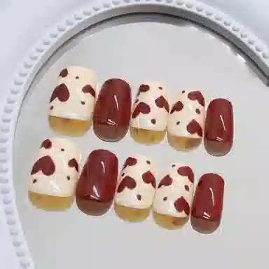 馨枕居 甜美爱心秋冬时尚元气显白百搭可拆卸  穿戴甲 短梯红色纯色 可爱