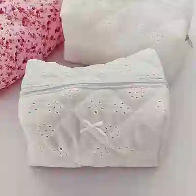 馨枕居夹棉蕾丝花边花卉蝴蝶结洗漱包便携口红收纳包女生化妆品拉链包袋化妆包 便携收纳防尘