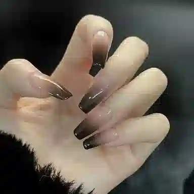 馨枕居 甜酷辣妹风  穿戴甲 杏仁黑色裸色 镜面