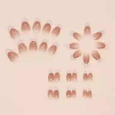 馨枕居 简约可拆卸  穿戴甲 杏仁珊瑚色纯色 法式