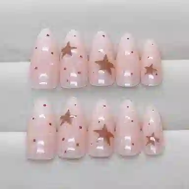 馨枕居 星星跳色波点渐变清甜百搭可拆卸  穿戴甲 杏仁奶白色晕染 可爱